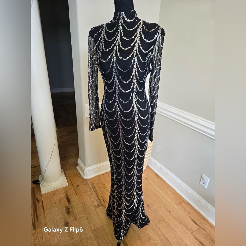 Elegant Black and Silver Evening Gown
